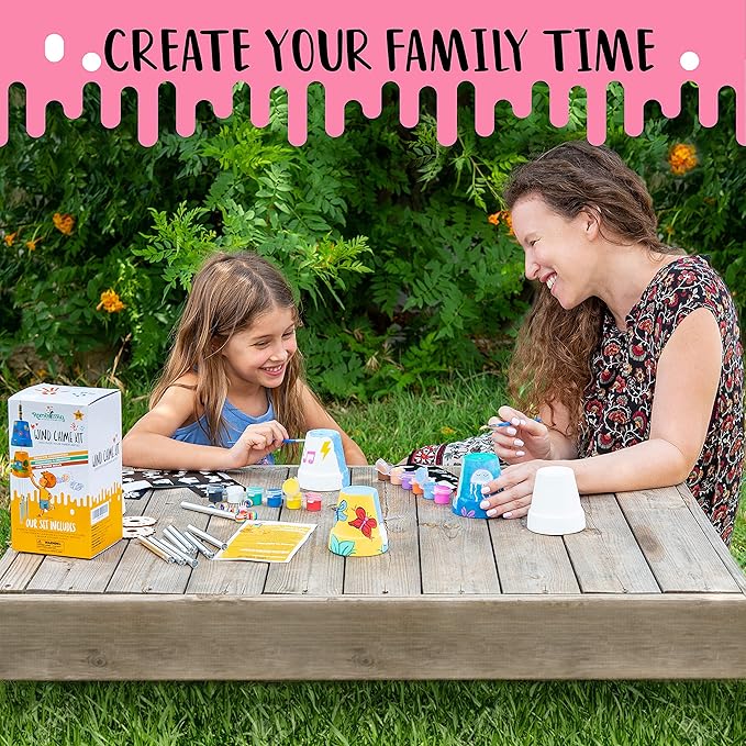 Make Your Own Wind Chime Craft Kit, 2-Pack – Large Bells, Stencils & Beads | DIY Arts and Crafts for Kids Ages 6–12 | Creative Gift for Boys and Girls