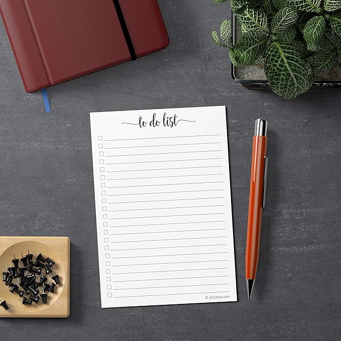 321Done To-Do List Cards, 5x7 Index Cards with Checkboxes, Double-Sided Checklist Note Card, Pack of 50, Daily Task List, Extra Large College-Ruled, Made in USA
