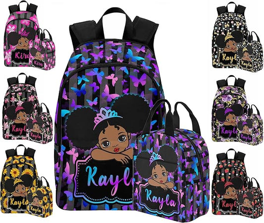 Personalized Butterfly Backpack Girls, Boys Kids Custom Floral School Backpack with Name Text Customized Kindergarten Elementary Daypack Schoolbag for Student Bookbag