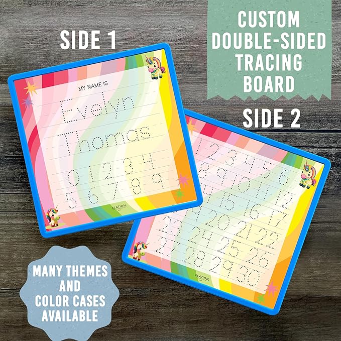 Kid's Name Tracing Board | Dry Erase Letter Tracing | Reusable Writing Practice Board | Personalized | Baby Unicorn Theme