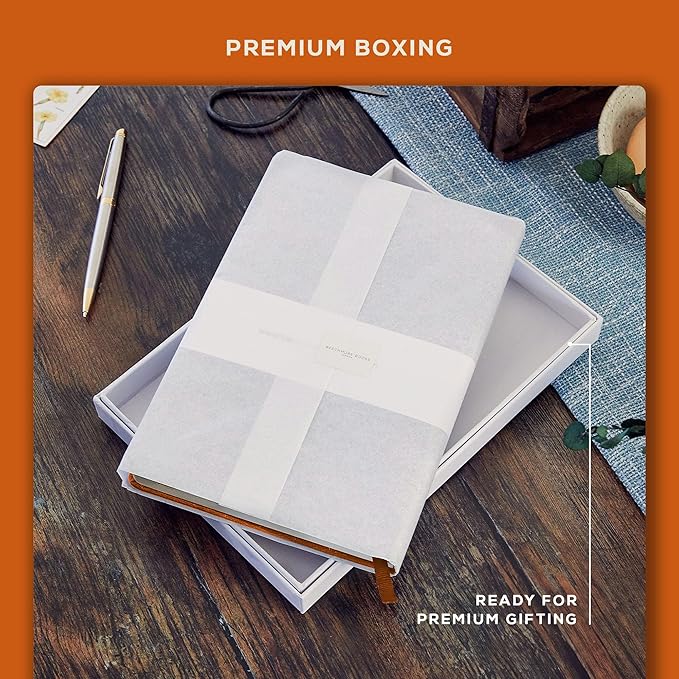 BEECHMORE BOOKS A5 Dotted Journal – 160gsm Thick Paper No-Bleed Bullet Notebook – Hardcover Dot Grid Logbook with Presentation Gift Box – Vegan Leather Sketchbook for Artists & Professionals