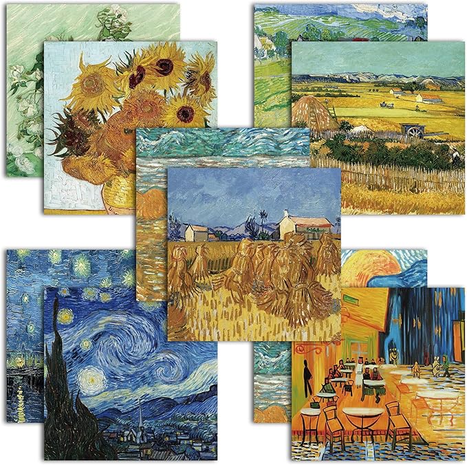 Origami Paper 6x6 Double Sided 50 Sheets 10 Colors origami kit Japanese Chiyo Square Craft Kits Easy Fold Arts Crafts DIY Handwork Van Gogh