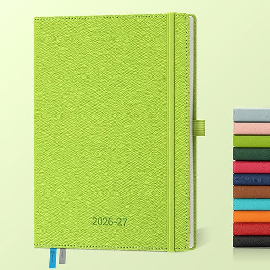 Weekly Monthly 2026-2027 Planner (July 26-Dec 27),8.5"x6.5",18 Months Agenda Plan with Month Tabs & Pocket,Expenses/Note Pages, Academic Calendar with Vegan Leather Cover,Wasabi Green