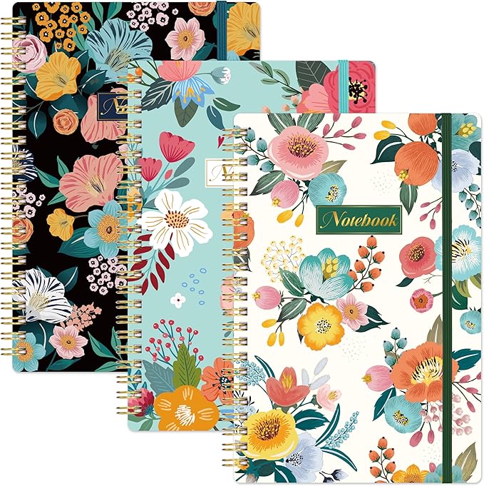 Notebook - 3 Pack A5 Lined Journal Notebooks, 8.3'' x 6'' Spiral Notebook, Journal Notebook with Thick Paper, Classic College Ruled Notebooks for Office, School Supplies