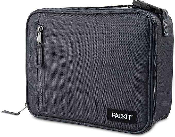 PackIt(R) Freezable Classic Lunch Box, City Charcoal, Built with EcoFreeze(R) Technology, Collapsible, Reusable, Zip Closure With Front Pocket and Buckle Handle, For Work Lunch