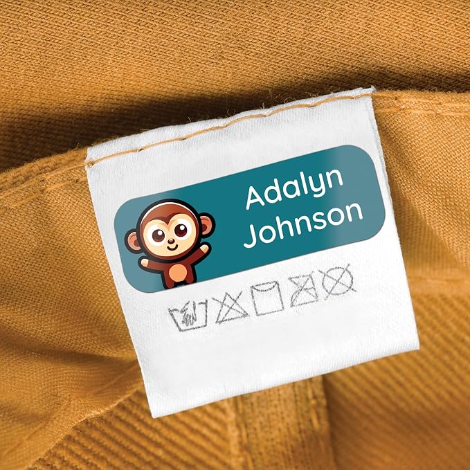 Bunny Badges Custom Daycare Name Labels (120 Labels) - Personalized Clothing Label - Waterproof Name Stickers for Clothing, Bottles, Backpacks, Food Containers and School Supplies
