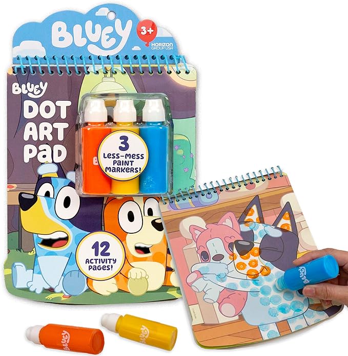 Horizon Group USA Bluey Dot Art Pad & Markers, Spiral-Bound Activity Painting Pad, Travel-Friendly Dabbers, Birthday Party, Great Mess-Free Toddler Toys for Kids Ages 3, 4, 5, 6