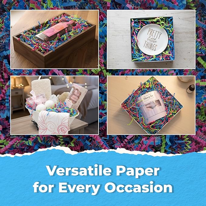 MagicWater Scented Crinkle Cut Paper - 2 oz - Jelly Bean - Perfect for Shredded Paper Filler, Basket Filler, Gift Boxes, Bridesmaid Gifts, Christmas Stuffers & More – For All Occasions