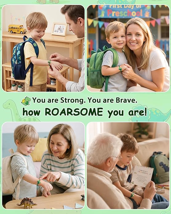 PEALICIOUS Dinosaur Bracelets for Boys, Back to School Birthday Son Gifts | First Day of Kindergarten Bracelet, Adjustable Dino Gifts Match Dinosaur Costume, Birthday Gifts for Boys Son Grandson
