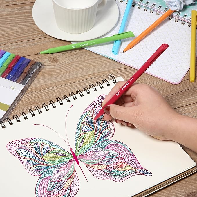 Mr. Pen- Colored Fineliner Pens, 12 Pack, 0.4mm, Ergonomic Triangular Barrels, Smooth Writing Pens for Journaling, Note-Taking, Coloring, Sketching, Planning & Art Projects