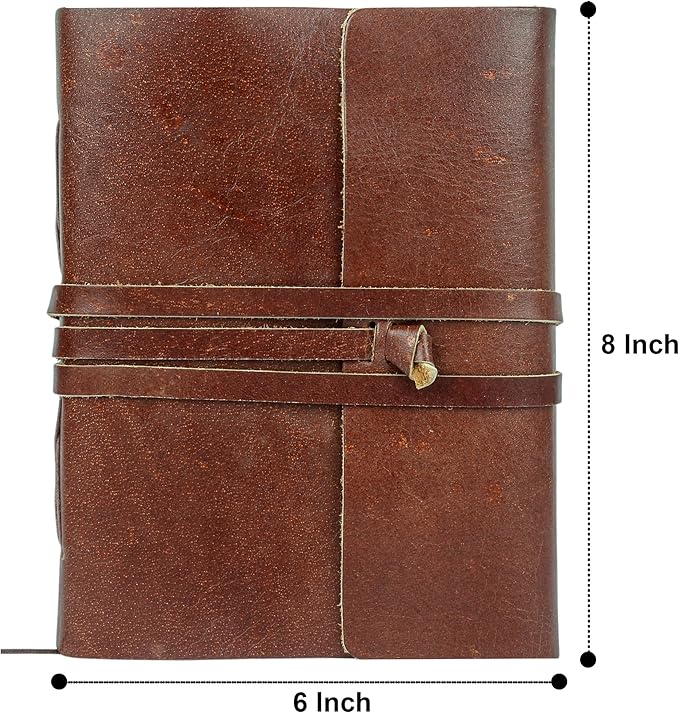 KomalC Handmade Leather Journal | Writing Diary | Bound Daily Notepad For Men & Women Unlined Paper Medium, writing pad gift for artist, sketch