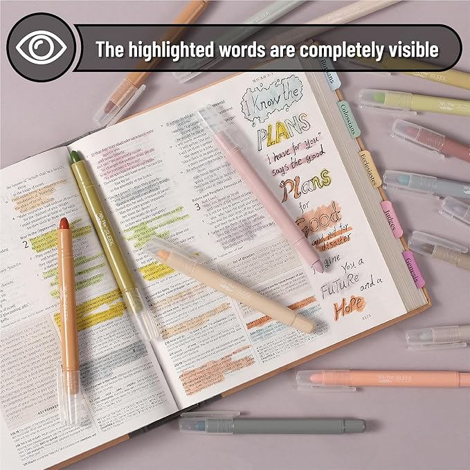 Mr. Pen- No Bleed Gel Highlighters, Soft & Muted Colors, 16 Pack, Bible Highlighters and Pens No Bleed, Bible Markers for Study, Journaling, School Supplies and Accessories