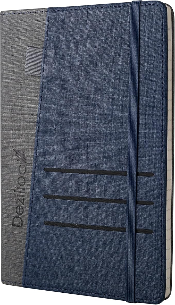 Lined Journal Notebooks with Pen Loop, Hardcover Notebook Journal for Work, 100Gsm Premium Thick Paper with Inner Pocket, Medium 5.7"x8.4", （Blue, Ruled）