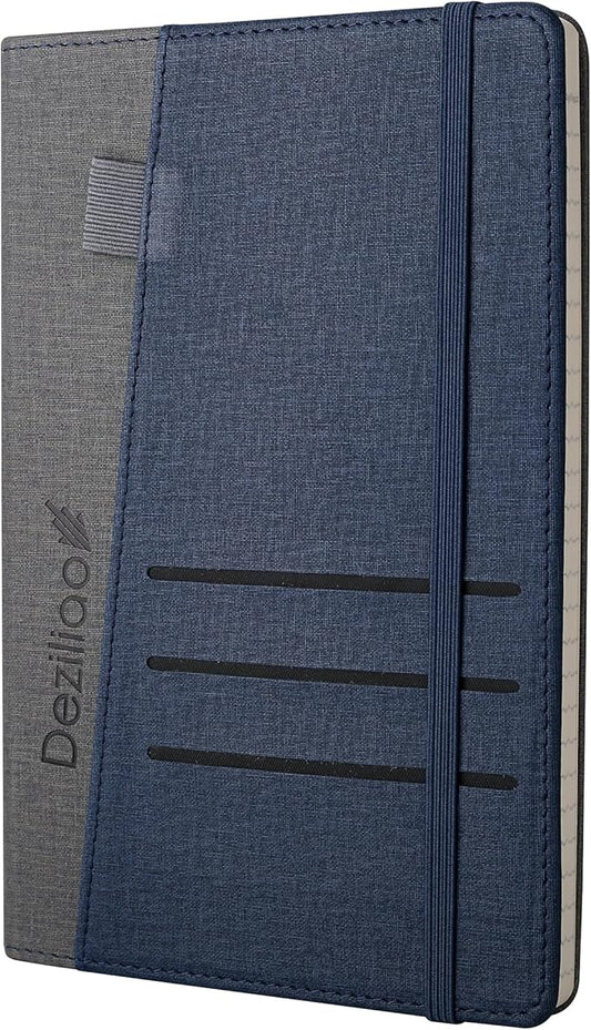 Lined Journal Notebooks with Pen Loop, Hardcover Notebook Journal for Work, 100Gsm Premium Thick Paper with Inner Pocket, Medium 5.7"x8.4", （Blue, Ruled）