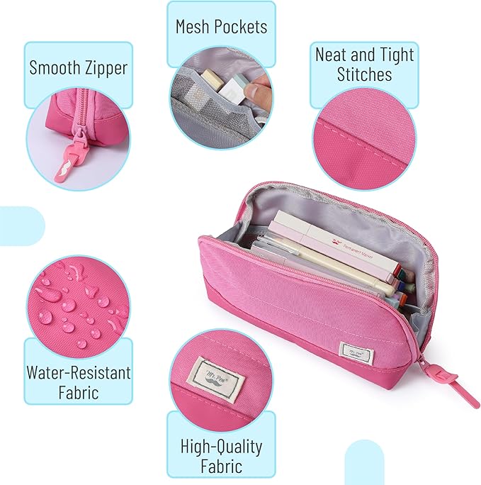 Mr. Pen- Fabric Pencil Case Pouch, Pink, Triangular Shape Pencil Pouch