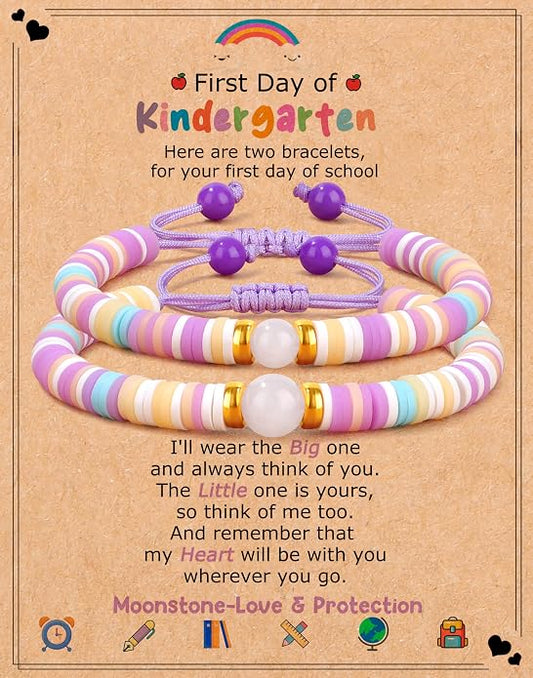 Back to Stuff First Day of Kindergarten Preschool Bracelets Mommy and Me Gifts for Mother Daughter Bracelets