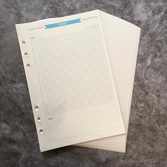 Zelten Refills/Loose Leaves for A5 Cover Ring Binder/Personal Organizer/Planner(A5 6 Holes, Today Blue)