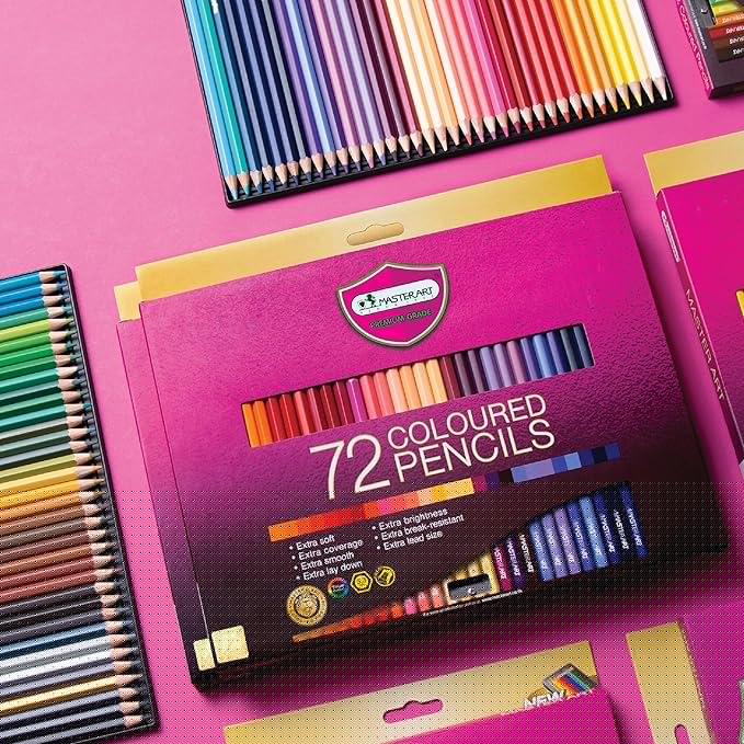 MASTERART Colored Pencils 72 Colors for Kids and Adults Coloring, Free Sharpener in the box