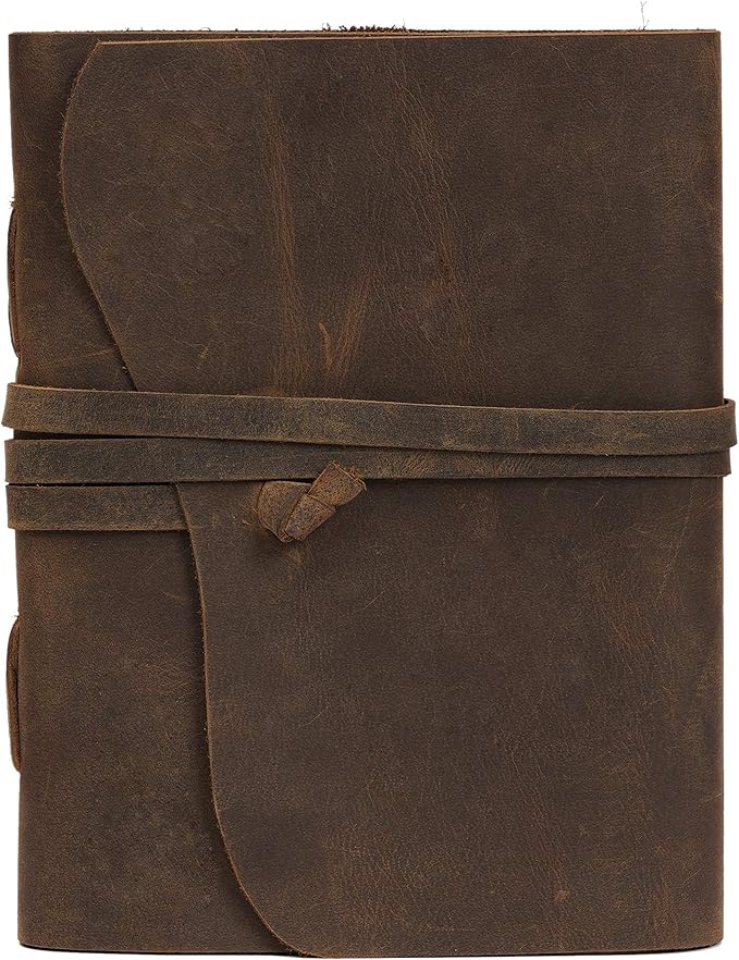 Leather Journal Travel Diary, Handmade Vintage Bound Notebook for Men & Women, Antique Finish, Genuine Leather Quality Lined Brown Paper Perfect for Notes, Art Sketchbook, 8X6 Inches, Brown