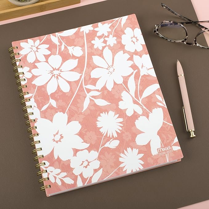Mead Planner 2026-2027 Weekly & Monthly Academic 15-Month April-June, 8-1/2" x 11", Flower Patch (1804-905A)