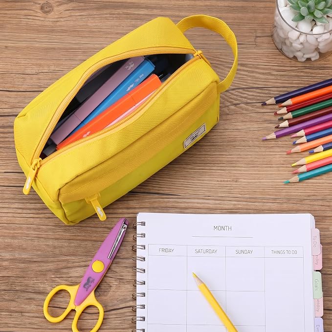 Mr. Pen- High Capacity Pencil Case, Large Pencil Pouch with 3 Compartments and 2 Pockets, Large Pencil Bag with Smooth Zipper, Cute Pencil Case Pouch Organizer, School Supplies for Teens