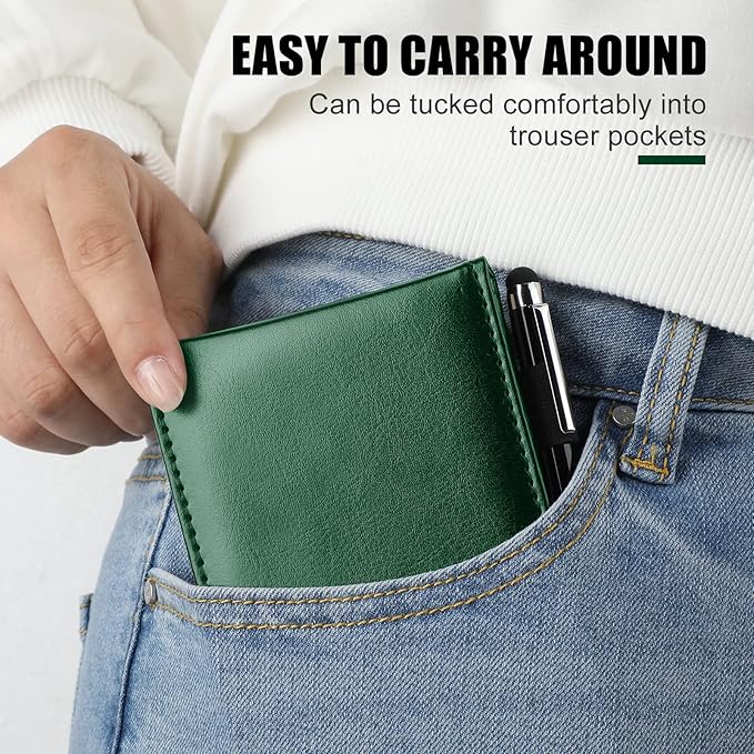 Outus 10 Pcs Mini Pocket Notepad Holder Set Included Small Leather Pocket Notebook Holder with 50 Lined Sheets, Metal Pen, 8 Pcs 3 x 5 Inch Memo Book Refills, 30 Lined Paper Per Note Pad (Green)