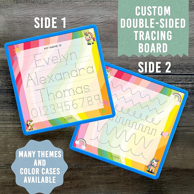 Kid's Name Tracing Board | Dry Erase Letter Tracing | Reusable Writing Practice Board | Personalized | Baby Unicorn Theme