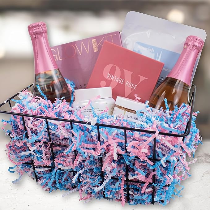 MagicWater Crinkle Cut Paper for Gift Baskets - 2LB - Baby Blend - Perfect for Shredded Paper Filler, Basket Filler, Gift Boxes, Bridesmaid Gifts, Christmas Stuffers & More – Ideal for All Occasions