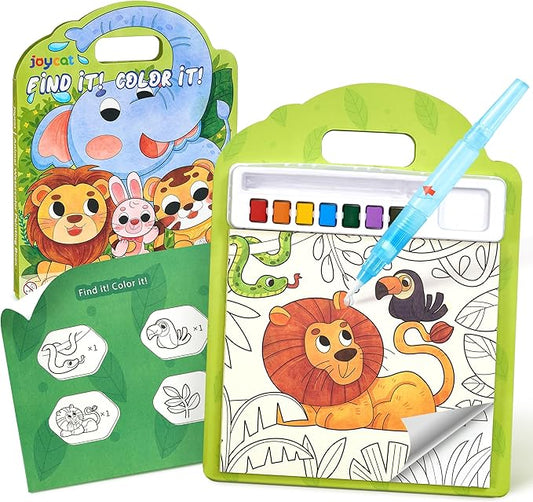 JoyCat Find & Color Paint with Water Coloring Books for Toddlers, Educational Seek and Find, No Mess Art & Craft Toy, Fun Learning Activity for Kids Ages 3-5 4-8, Gift for Girls Boys (Animals)