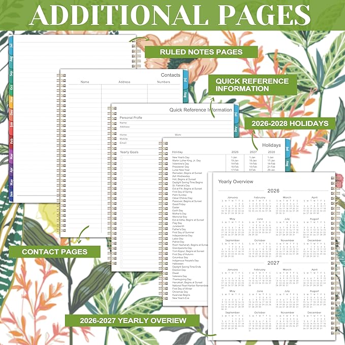 2026-2027 Planner – Jul. 2026 – Jun. 2027, Weekly ＆ Monthly Academic Planner 2026-2027, 8.5" x 11" with Colorful Tabs, Flexible Cover, Thick Paper, Twin-Wire Binding, Back Pocket, To-Do ＆ Notes