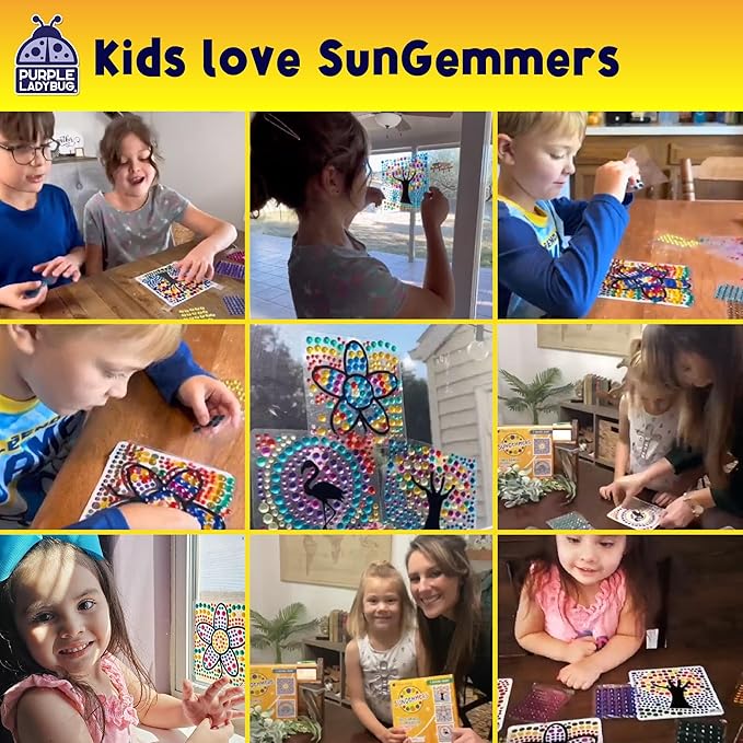 SUNGEMMERS Window Art Kids Crafts - Fun Arts and Crafts for Kids Ages 8-12 & Birthday Gifts for Girls 6 7 8 9 10 Year Old - Summer Craft for Girls 8-12, Summer Toys for Ages 5-7, Diamond Art Kit