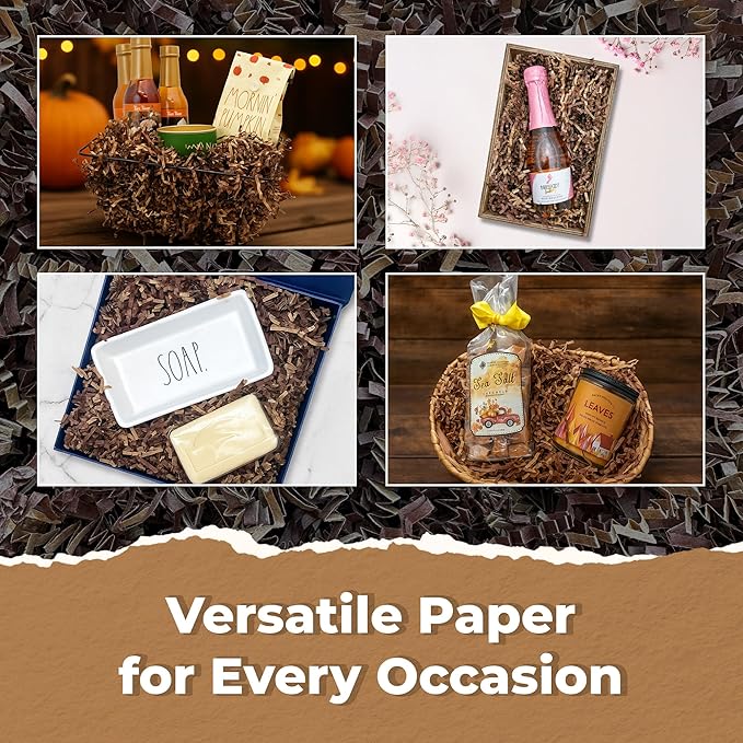 MagicWater Scented Crinkle Cut Paper - 2 oz - Cinnamon Buns - Perfect for Shredded Paper Filler, Basket Filler, Gift Boxes, Bridesmaid Gifts, Christmas Stuffers & More – For All Occasions