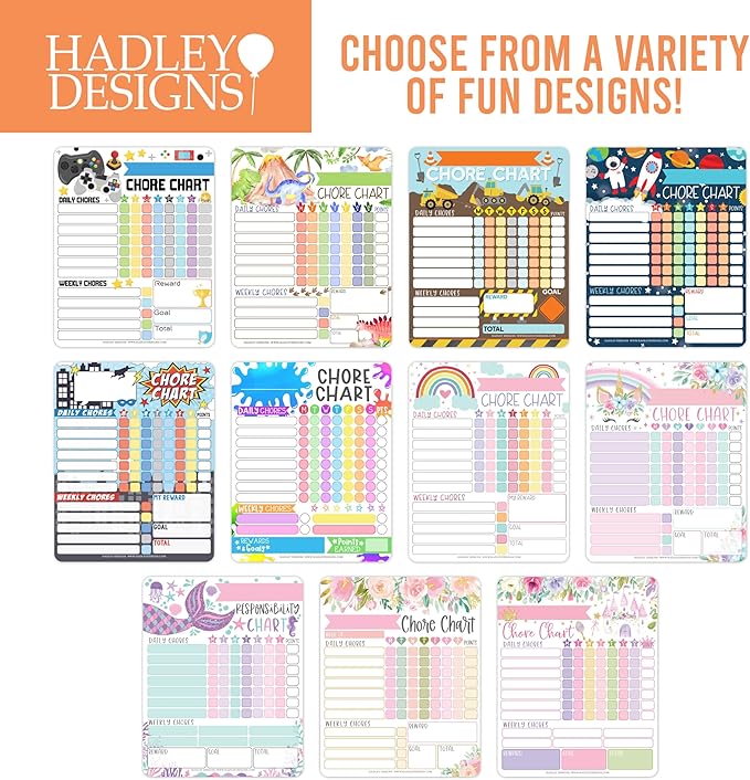 Hadley Designs Magnetic Chore Chart for Kids – Reward Chart for Kids, Dry Erase Responsibility Board for Children at Home, Fridge Behavior Tracker for Daily & Weekly Tasks, Mermaid Toddler Chore Board