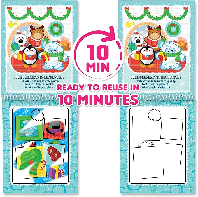 Scentco Holiday Water Magic (2 Pack - Candy Cane & Gingerbread) - Patented Gourmet Scented Reusable Water Reveal Activity Books - Stocking Stuffers, Holiday Gifts for Kids, No Mess, All Fun