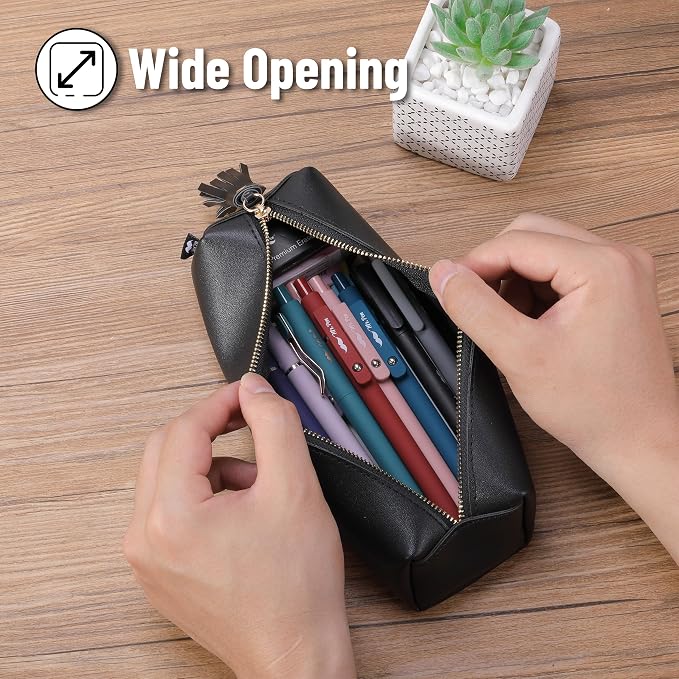 Mr. Pen- PU Leather Pencil Case, Black, Pencil Case Small Pencil Pouch | Aesthetic Pencil Cases