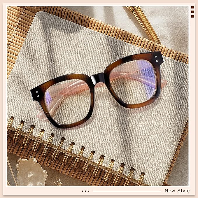 Madison Avenue Oversized Blue Light Blocking Glasses for Women Fashion Blue Light Blockers Anti Eyestrain & UV Protection Computer Eyeglasses (Brown Demi Pink)