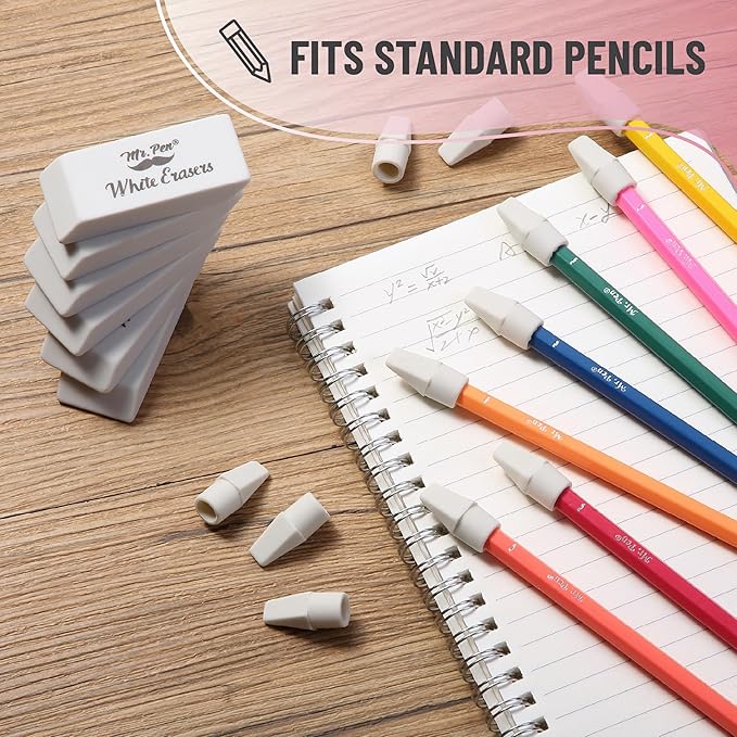Mr. Pen- School Eraser Combination Set, 66 Pack, White, Latex Free Erasers for School, Office, Art Sketching, Homework, Exams, Clean Smudge-Free Correction