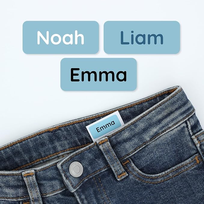 TeddyLabels - Clothing Labels for Nursing Home (60) – Self-Adhesive Name Tags for Clothes and Personal Items. Personalized Labels for Daycare, Nursing Homes, and Laundry Use - Blue
