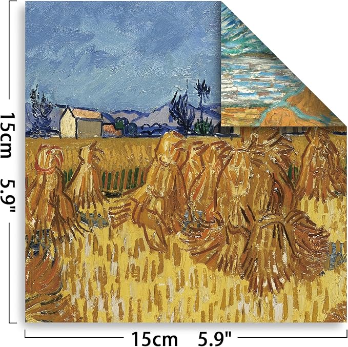 Origami Paper Kit Double Sided 100 Sheets 20 Colors 6 Inch Japanese Chiyo Square Easy Fold Arts Crafts DIY Handwork Origami Papers Van gogh Monet