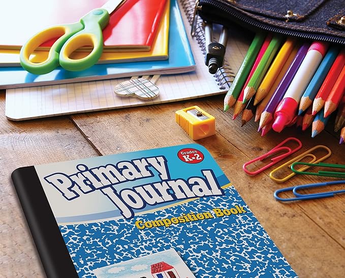 Better Office Products Primary Journal, Hardcover, Primary Composition Book Notebook - Grades K-2, 100 Sheet, One Subject, 9.75" x 7.5", Blue Cover-6 Pack