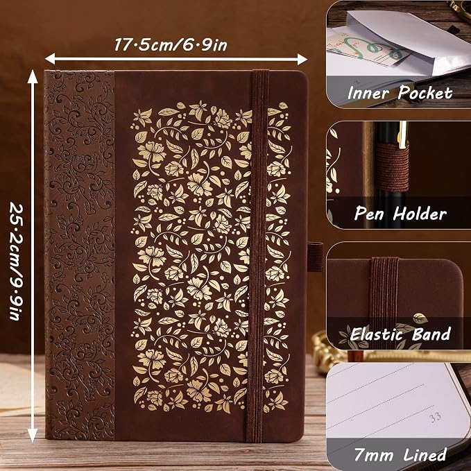 TIEFOSSI B5 Lined Journal for Women Men, 100 GSM Thick Paper, 230 Numbered Pages, College Ruled Notebook, Hardcover Notebooks for Journaling Writing