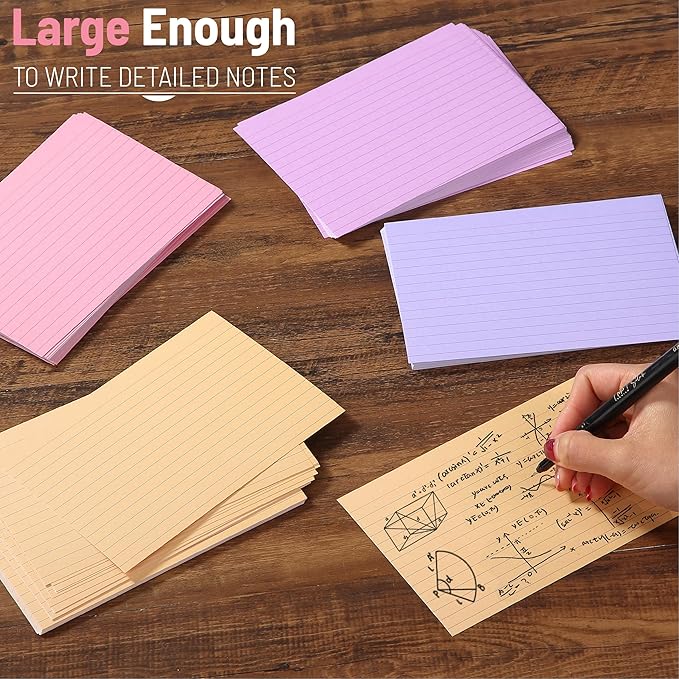 Mr. Pen- Lined Index Cards, 4"x6", 144 Cards, Assorted Colors, Bulk 4x6 Index Cards, Ruled for School, College, Office and Home Organization, Durable Study To Do List Note Cards with Ruled Lines