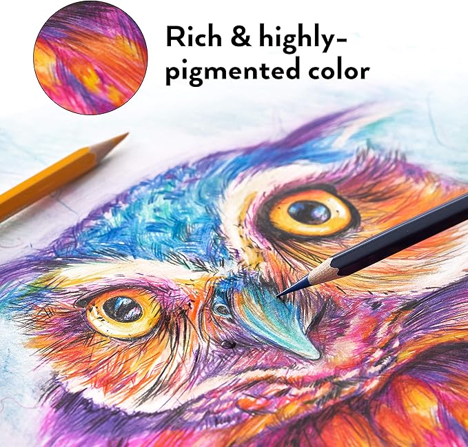 ARTEZA Watercolor Pencils, Set of 120, Water-Soluble Colored Pencils with 4 mm Break-Resistant Core, Pre-Sharpened Tips and Metal Tin for Drawing, Shading, Blending, and Wet or Dry Techniques