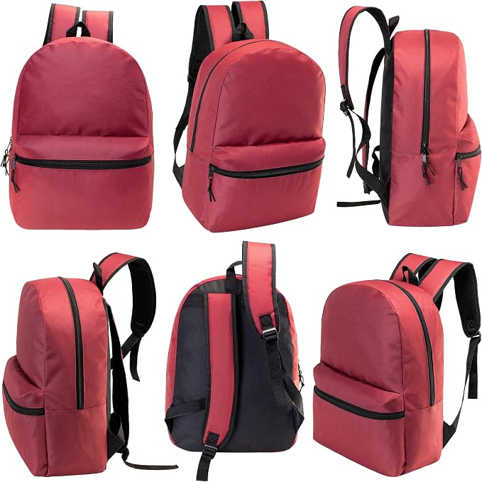 24-Pack 15" Backpacks for Kids - Bookbags in Bulk for Elementary, Middle, and High School Students, 6 Assorted Colors