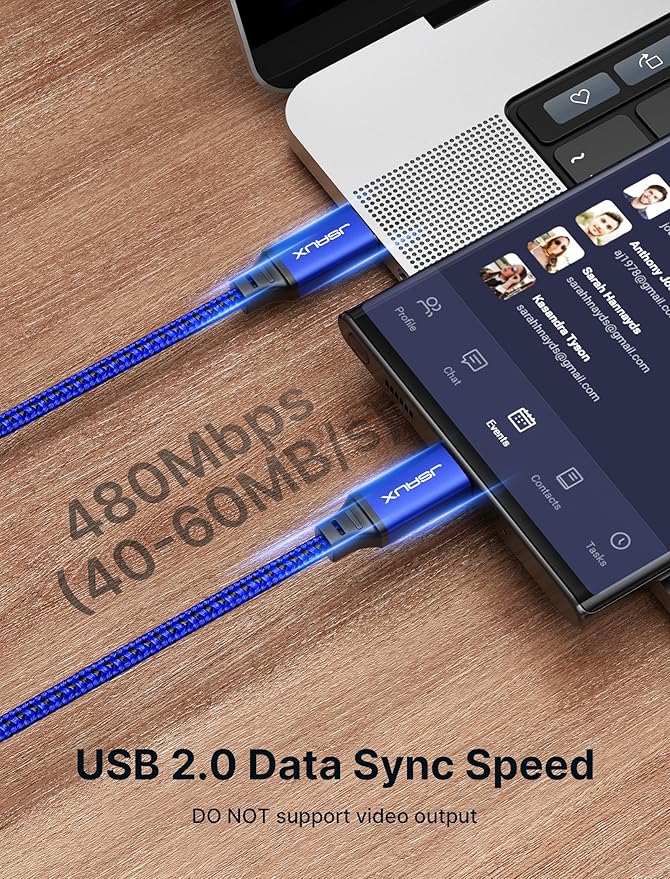 JSAUX 100W USB C to USB C Cable [2-Pack 10FT], Type C Fast Charging Cord for iPhone Air/iPhone 17/iPhone 17 Pro/iPhone 17 Pro Max, iPhone 16/15 Series, Galaxy S/Note Series, MacBook, iPad - Blue