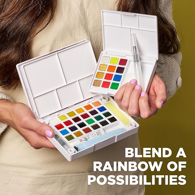 SAKURA XCNW-12H XNCW-12H, 12 Assorted Watercolors Field Sketch Set with Brush