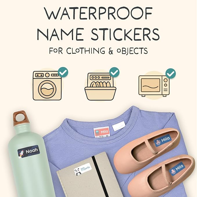 Personalized Name Labels for Kids (210), Custom Daycare Labels - Waterproof Name Stickers for Clothing, Bottles and Other School Supplies (1.2” x 0.5”) - Vehicles
