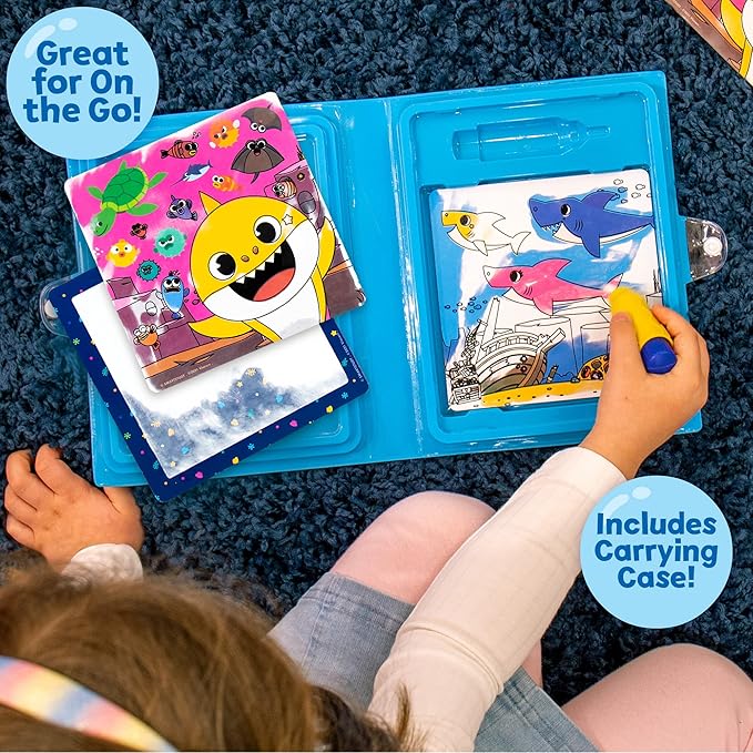Horizon Group USA Baby Shark Aqua Art - Baby Shark Water Coloring Pads - Includes Magic Refillable Water Brush for Mess-Free Art Painting for Toddlers - Great for 3 Year Olds