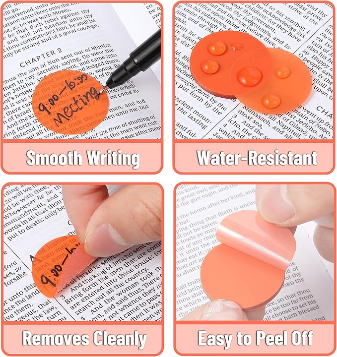Mr. Pen- Round Transparent Sticky Notes, 1.1” Diameter, 28 Pads, 1120 Sheets, Colorful, Water-Resistant See-Through Sticky Notes Bulk & Fineliner, Smooth Writing, Note Tabs for Bible Journaling