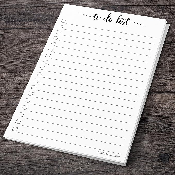 321Done To-Do List Cards, 4x6 Index Cards with Checkboxes, Double-Sided Checklist Note Card, Pack of 50, Daily Task List, Large College-Ruled, Made in USA